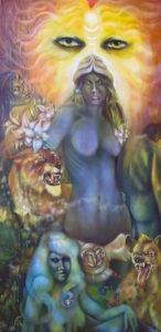 The human machine personality type represented by this Queen takes the impetus of the Knight of Fire and directs his energy into images that objectify desires. She radiates composure in the face of adversity expressing decorum and exuding her unique identity.