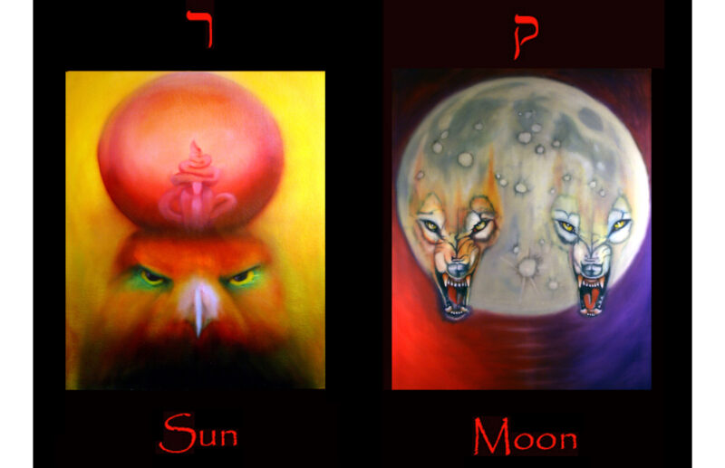 Sun in Pisces, tarot major arcana cards Sun and Moon.